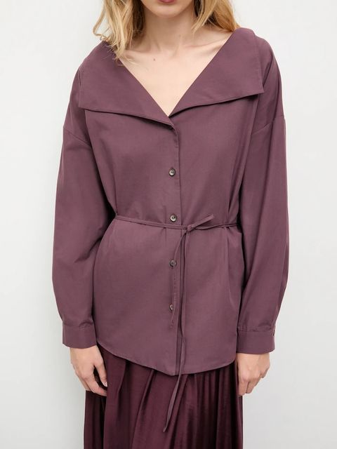 Answear.LAB koszula bawełniana damska kolor bordowy regular z kołnierzykiem klasycznym