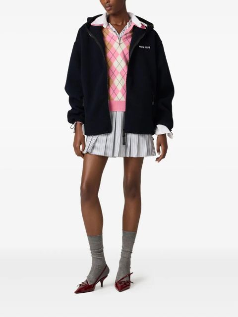 Miu Miu pleated striped mini shirt dress - White - zdjęcie produktu nr 2