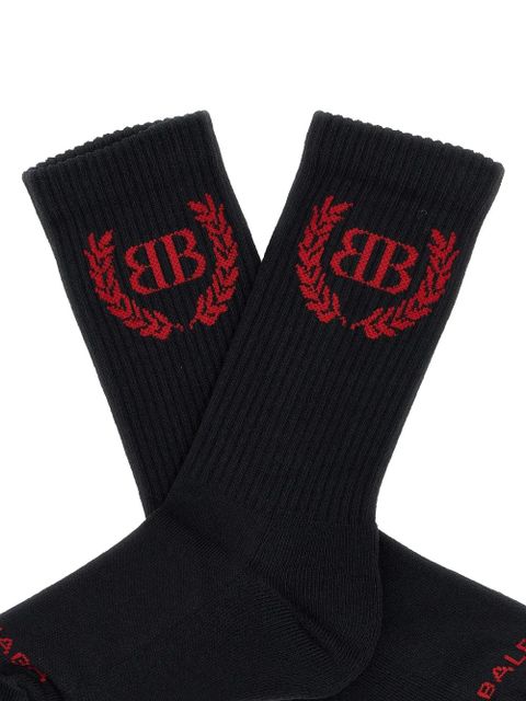 Balenciaga ribbed laurel socks - Black