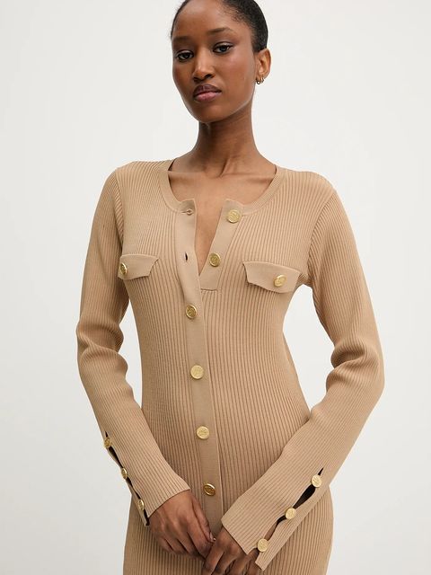 Karl Lagerfeld sukienka kolor zielony midi dopasowana A3W13038