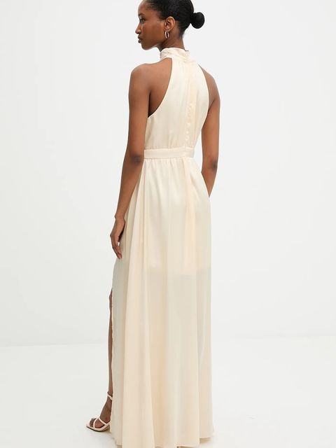 Answear.LAB sukienka kolor beżowy maxi rozkloszowana