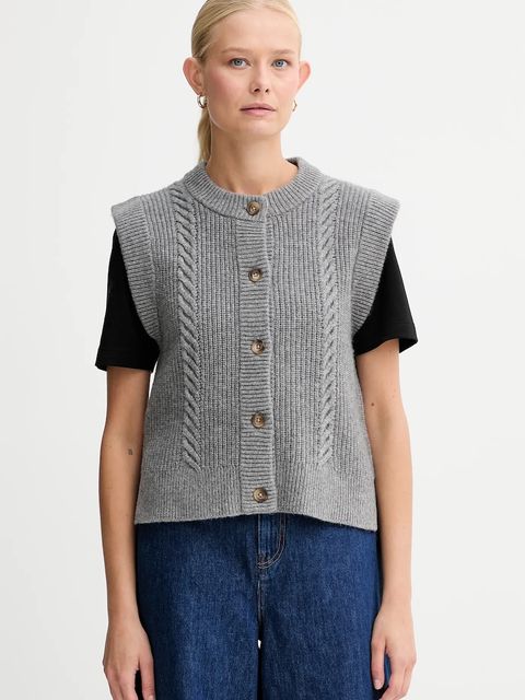 Levi's kamizelka z dodatkiem wełny damski kolor szary ciepły 0038D - zdjęcie produktu nr 1