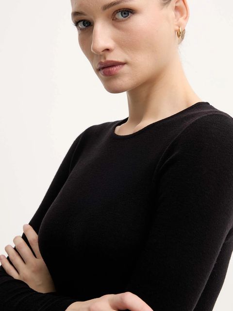 Mos Mosh sweter wełniany damski kolor czarny lekki 168080