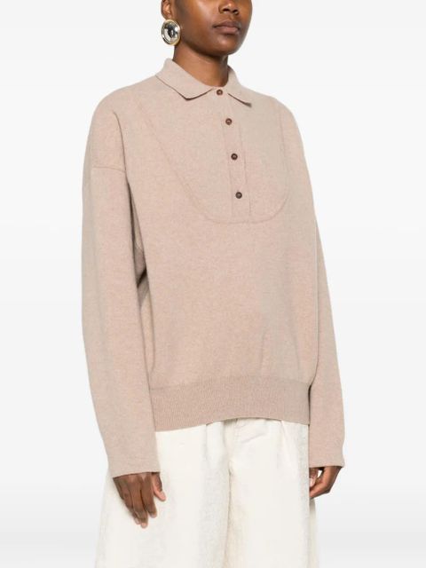 Jacquemus button polo-neck sweater - Neutrals