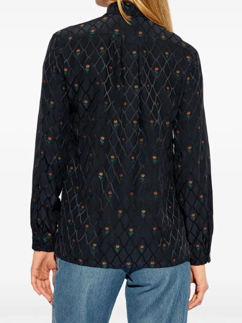 ETRO floral diamond grid shirt - Blue