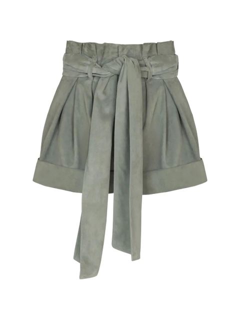 Balmain self-tie leather shorts - Green - zdjęcie produktu nr 1