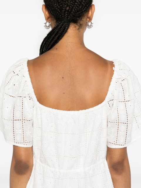 GANNI Egret broderie-anglaise mini dress - White