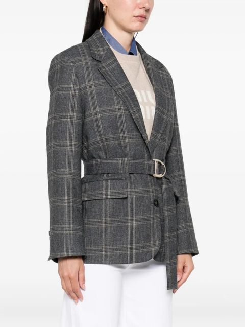 Maje checked belted blazer - Grey