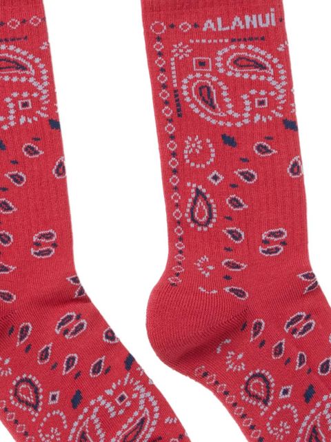 Alanui bandana-intarsia socks - Red - zdjęcie produktu nr 2