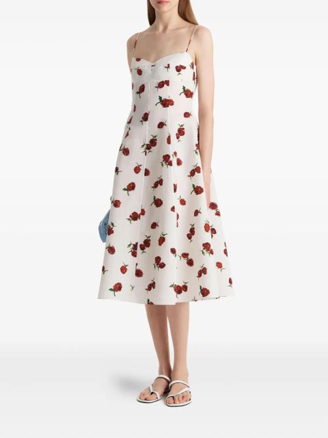 KHAITE Isabella floral-print midi dress - Neutrals