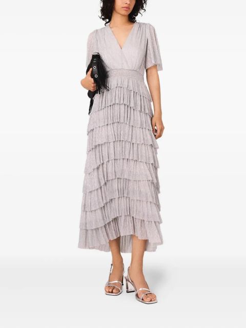 Maje metallic ruffled dress - Silver
