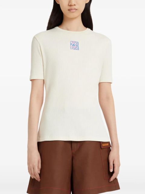 Marni ribbed logo-embroidered T-shirt - Neutrals - zdjęcie produktu nr 2