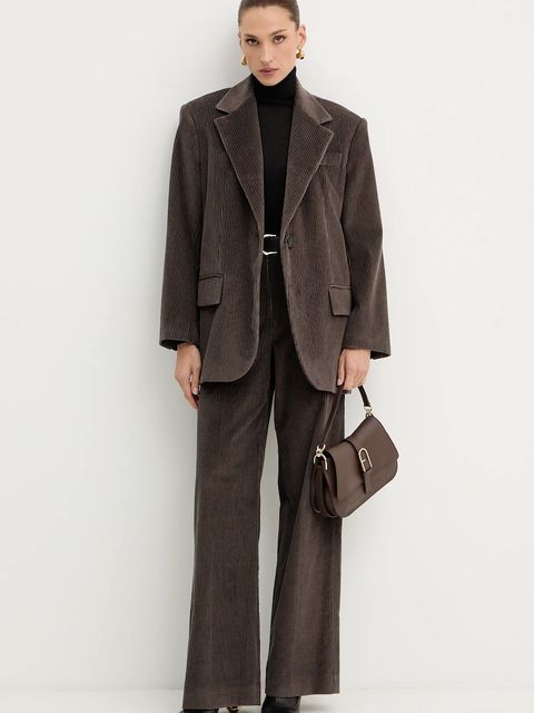 Weekend Max Mara marynarka sztruksowa FORMIA kolor brązowy jednorzędowa gładka 2525046052600