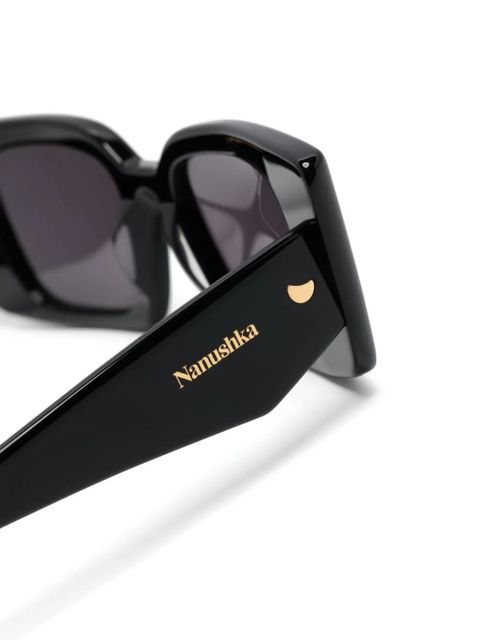 Nanushka Carmel rectangle-frame sunglasses - Black