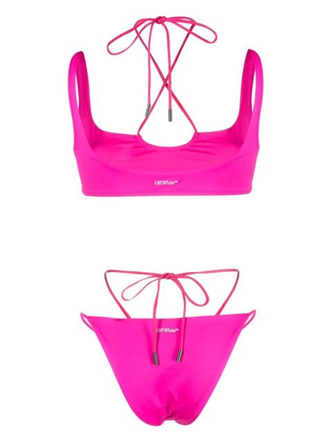 Off-White logo-print bikini - Pink