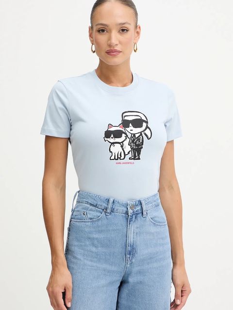 Karl Lagerfeld t-shirt bawełniany damski kolor niebieski A1W17129 - zdjęcie produktu nr 1