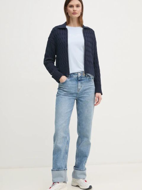 Tommy Hilfiger kardigan damski kolor granatowy WW0WW44501
