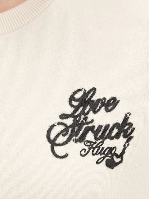 Hugo Blue bluza bawełniana damska kolor beżowy z nadrukiem 50550142