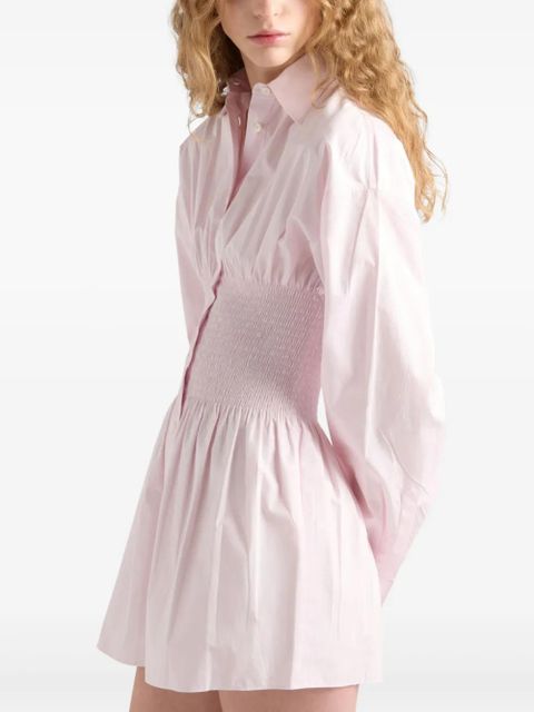 Prada smocked-waist poplin shirt - Pink