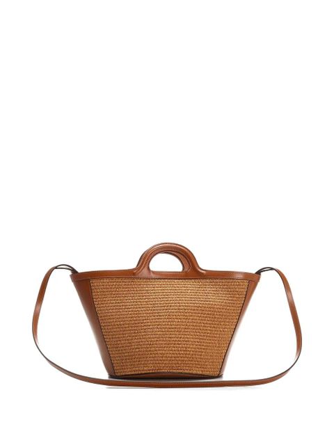 Marni Tropicalia leather-trim tote bag - Brown