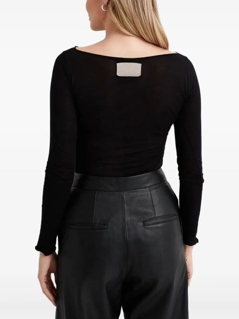 Aya Muse long-sleeve boat-neck top - Black