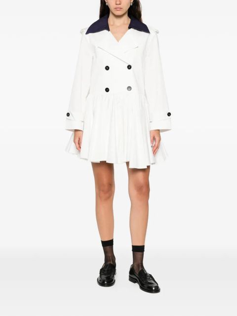 Self-Portrait button pleated mini dress - White