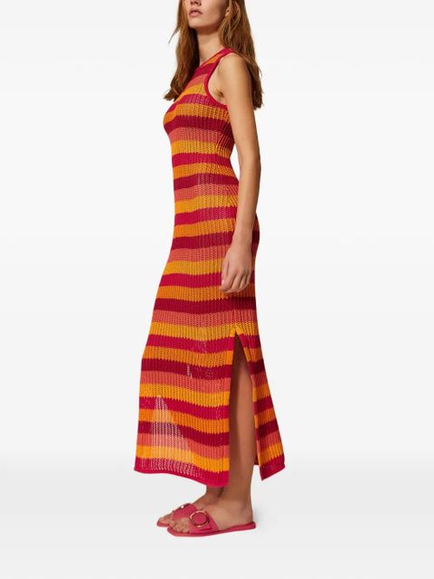 TWINSET striped knit midi dress - Red
