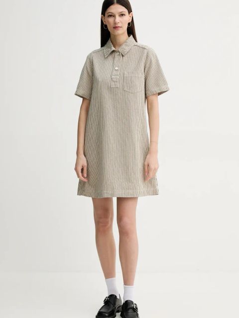 Marc O'Polo sukienka jeansowa kolor beżowy mini prosta 5000005838