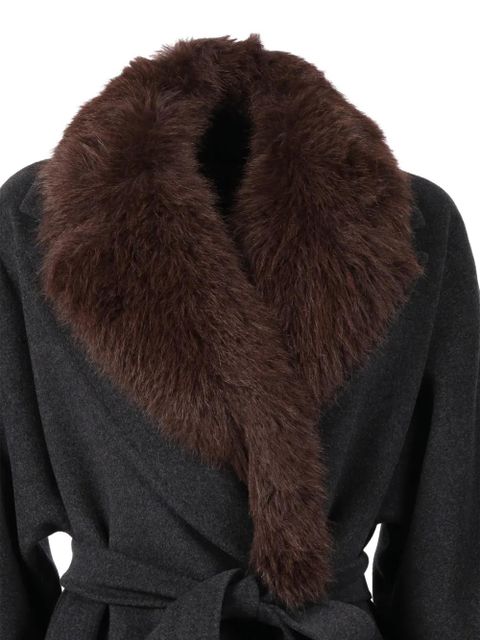 Weekend Max Mara fur collar belted coat - Grey