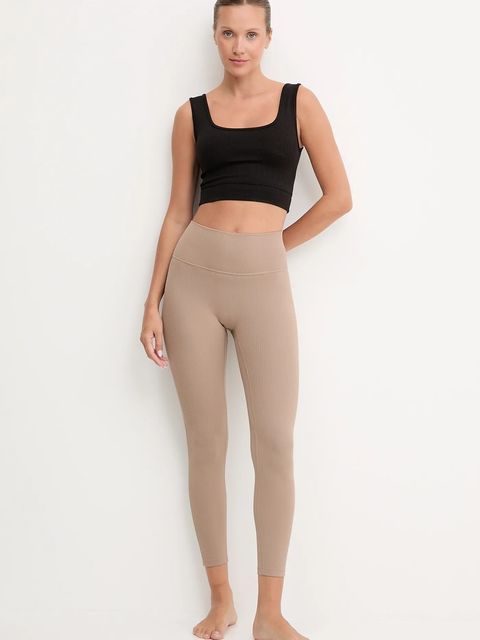 adidas Performance legginsy do jogi All me damskie kolor beżowy gładkie JW7589 - zdjęcie produktu nr 2