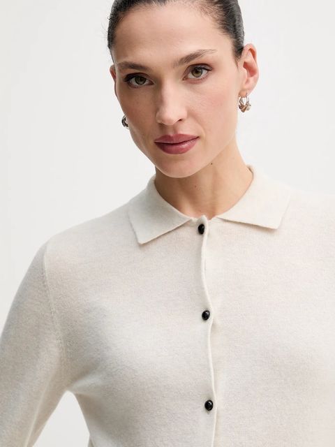 Rotate kardigan wełniany damski kolor szary lekki 1154641472