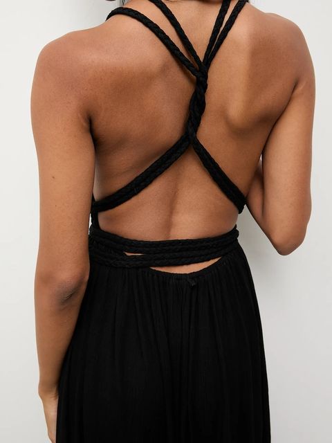 Answear.LAB sukienka kolor czarny maxi rozkloszowana