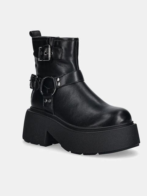 Buffalo botki Vicious Biker Short damskie kolor czarny na platformie 1270157-BLK