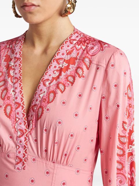 ETRO printed poplin midi dress - Pink