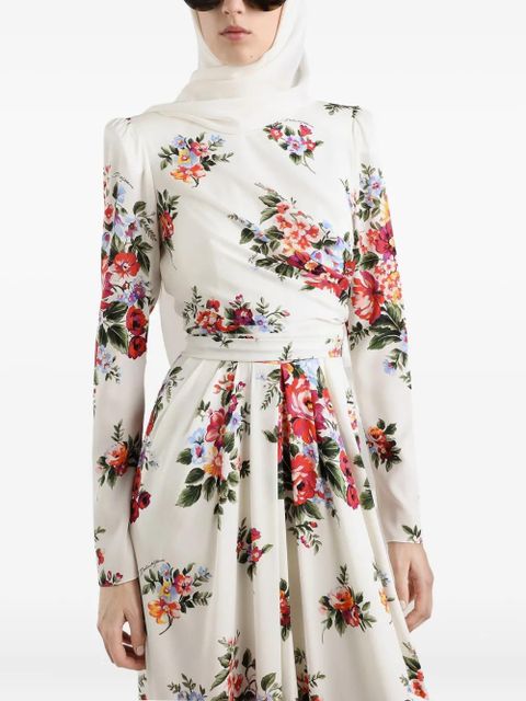 Dolce & Gabbana flower bouquet-print maxi dress - White