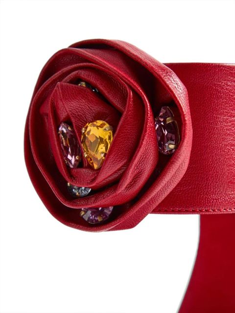 Valentino Garavani 105mm Drip Rose crystal-embellished sandals - Red