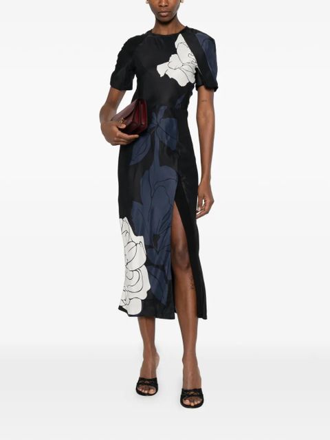 Victoria Beckham floral short-sleeve dress - Blue - zdjęcie produktu nr 2