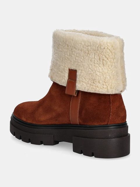 Tommy Hilfiger botki zamszowe FAUX FUR SUEDE ROLL-DOWN BOOT
