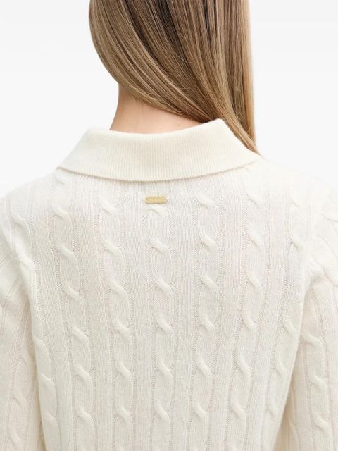 Barbour Evie cable-knit button polo top - Neutrals