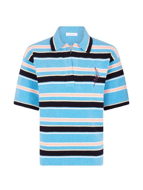 Rabanne striped embroidered polo top - Blue - zdjęcie produktu nr 1