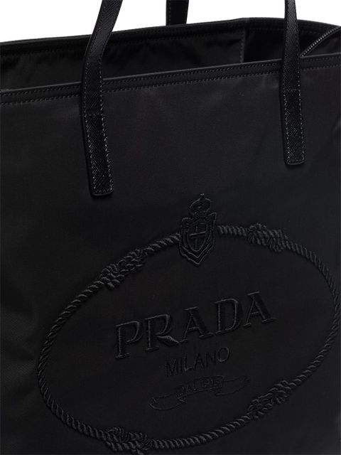 Prada Re-Nylon embroidered tote bag - Black - zdjęcie produktu nr 2