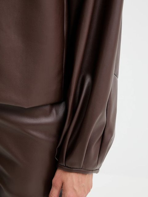 Twinset kurtka kolor brązowy przejściowa oversize 252TP2090