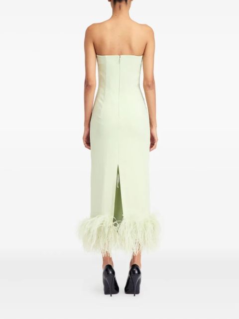 16Arlington Minelli feather-trim midi dress - Green