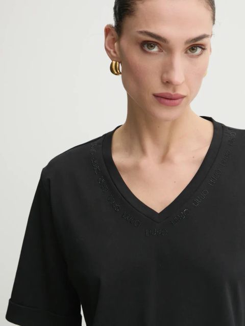 Liu Jo t-shirt bawełniany damski kolor czarny TA5175 JS923