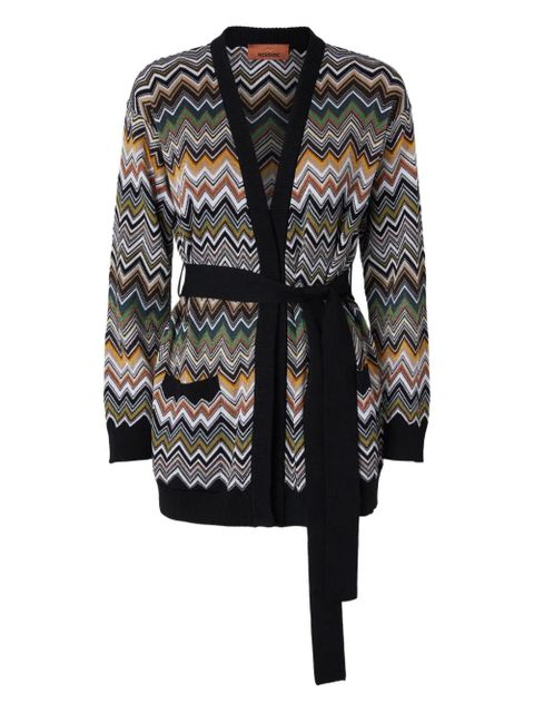 Missoni chevron-pattern belted cardigan - Black - zdjęcie produktu nr 1