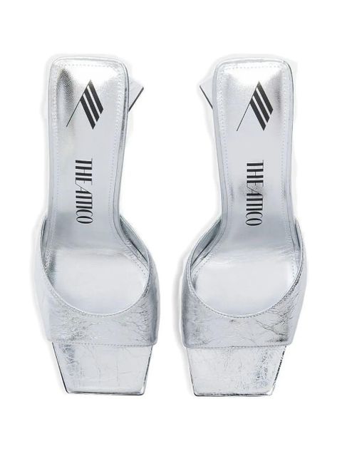 The Attico 100mm Devon metallic leather sandals - Silver - zdjęcie produktu nr 2