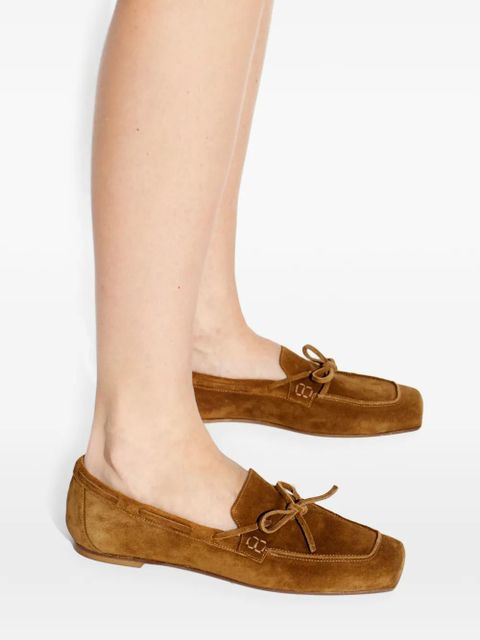 Aeyde bow-detail suede loafers - Brown
