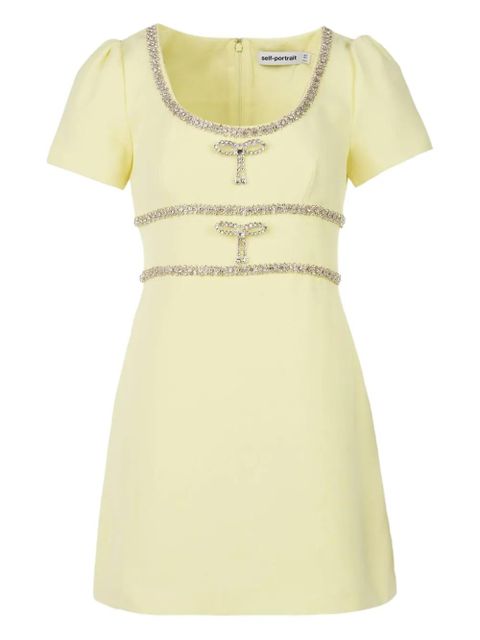 Self-Portrait crystal-embellished mini dress - Yellow - zdjęcie produktu nr 1