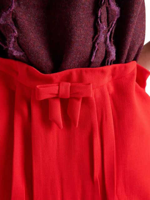 Prada bow-detail pleated midi straight skirt - Red