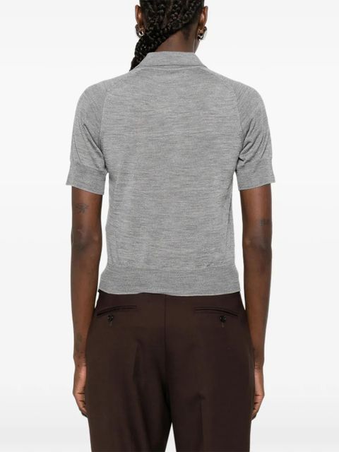 AMI Paris logo-embroidered polo shirt - Grey